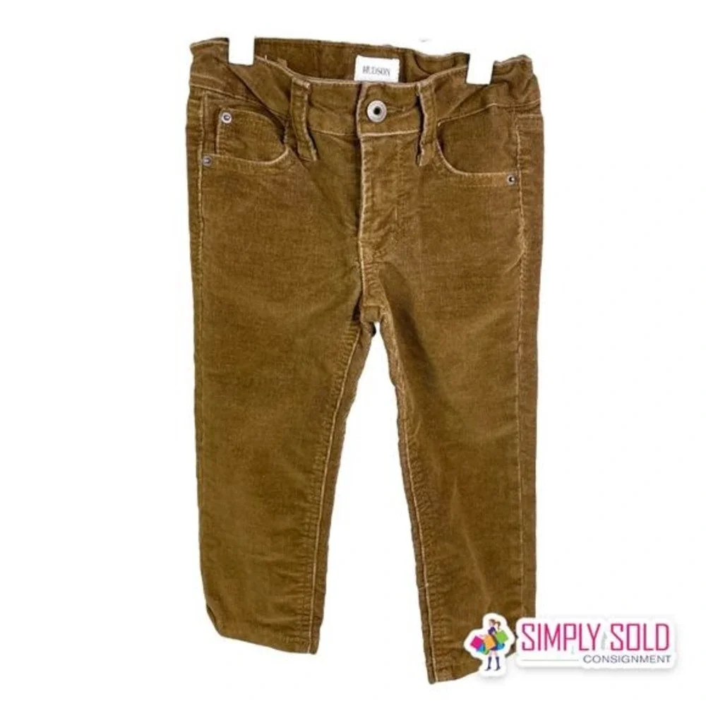 Hudson Boys 2T Brown Corduroy Pants Straight Leg Cotton Stretch Adjustable Waist
